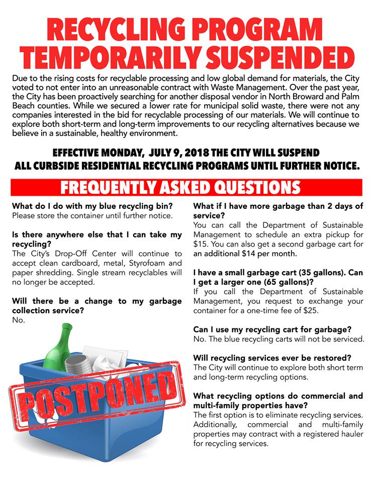 Deerfield recycling Suspended
